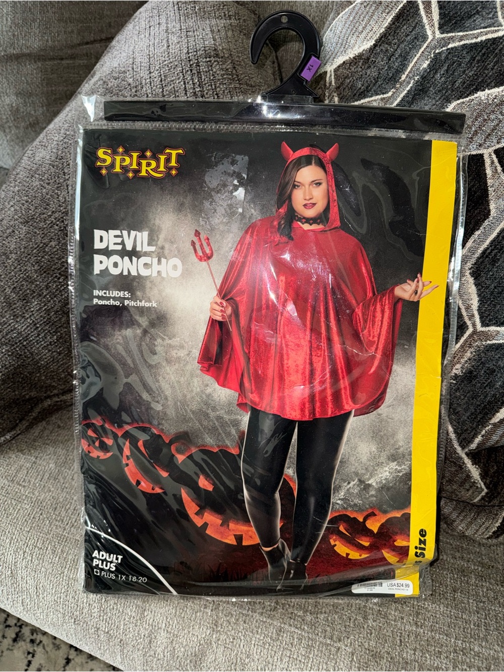 Spirit Devil Poncho Costume with Pitchfork Adult Plus Size